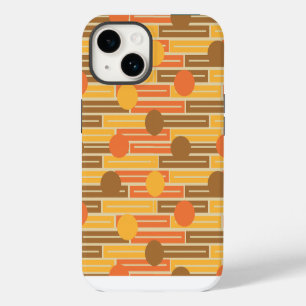 Orange, Gold, Brown Rectangles and Circles iPhone 14 Case