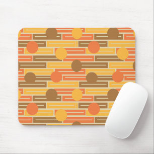 Orange, Gold, Brown Rectangles and Circles Mouse Pad