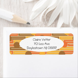 Orange, Gold, Brown Rectangles and Circles Return Address Label