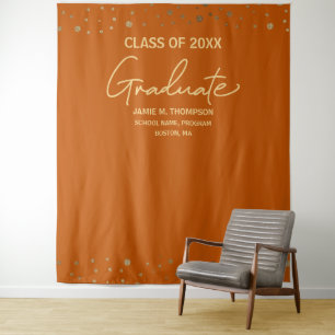 Orange Gold Class of 2026 backdrop Graduation Tapestry