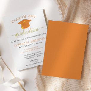 Orange & Gold Class Of Graduation Party Invitation