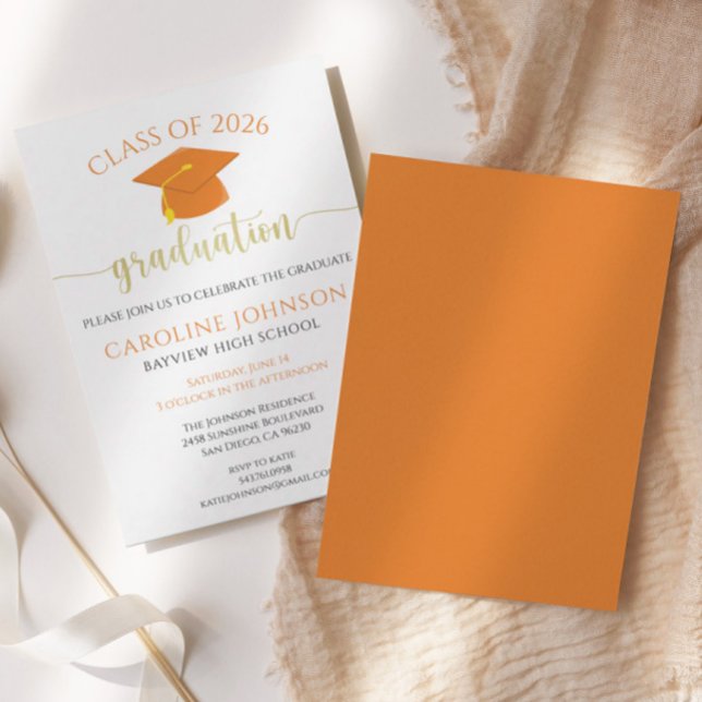 Orange & Gold Class Of Graduation Party Invitation (Creator Uploaded)