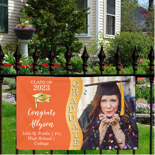 Orange   Gold Congrats Graduate Wave Photo Banner