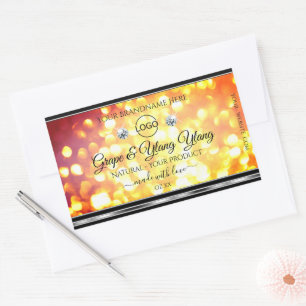 Orange Gold Glitter Product Labels Diamonds Logo