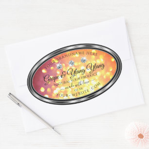 Orange Gold Glitter Product Labels Diamonds Silver