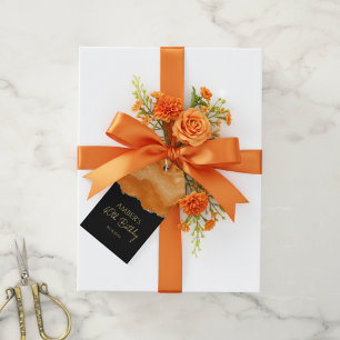 Orange Gold Glitter  Watercolor Marble Gift Tags