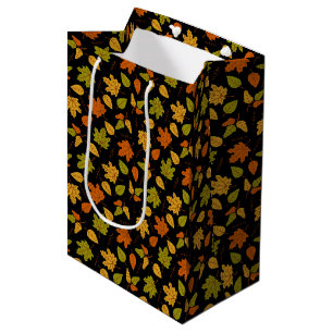 ORANGE GOLD GREEN AUTUMN LEAVES MEDIUM GIFT BAG