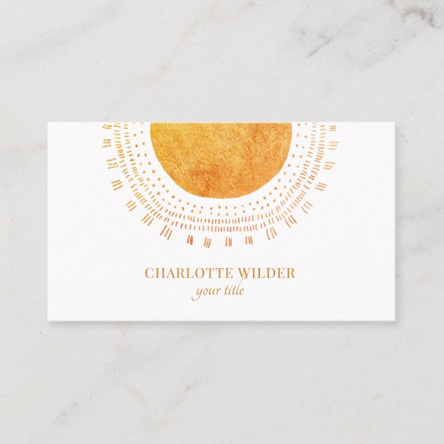 Orange Gold Sun Rays  Business Card (Front)