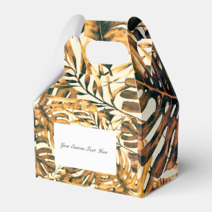 Orange Gold Tropical Palm Leaves Island Wedding   Favour Box