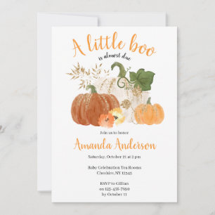 Orange Gold Watercolor Pumpkins Baby Shower Invitation