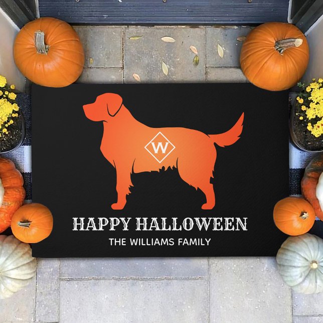 Orange Golden Retriever Happy Halloween Doormat (Creator Uploaded)