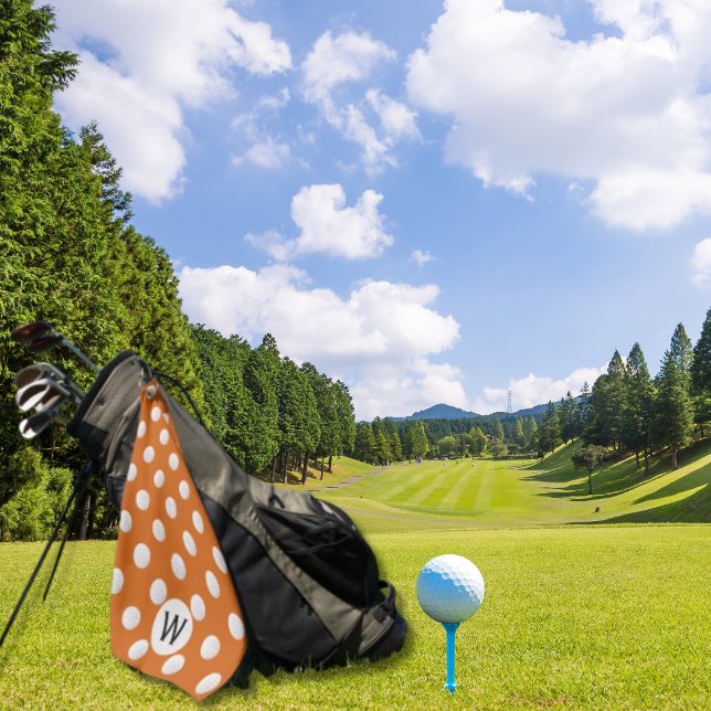 Orange Golf Ball Pattern Monogram Personalised Towel (Creator Uploaded)