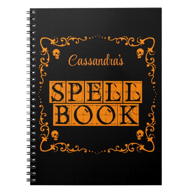 Orange Goth Spell Book Personalised (Front)