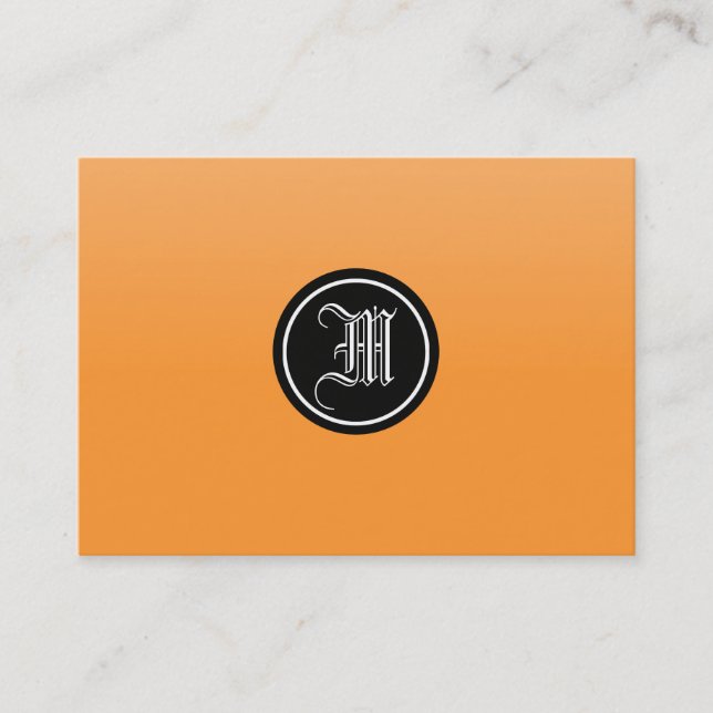 Orange Gothic Monogram Business Card (Front)