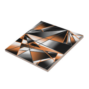 Orange Gradient Colour Fill Mechanical Design  Ceramic Tile