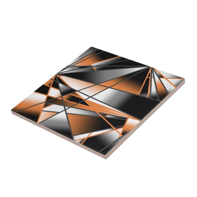 Orange Gradient Colour Fill Mechanical Design  Ceramic Tile (Side)