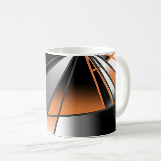 Orange Gradient Colour Fill Mechanical Design  Coffee Mug (Front Right)