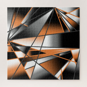 Orange Gradient Colour Fill Mechanical Design  Jigsaw Puzzle