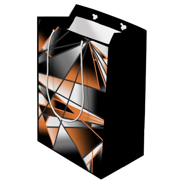 Orange Gradient Colour Fill Mechanical Design  Medium Gift Bag (Back Angled)