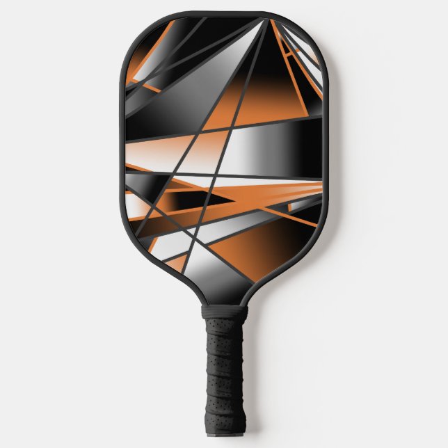 Orange Gradient Colour Fill Mechanical Design Pickleball Paddle (Front)