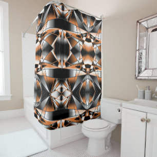 Orange Gradient Colour Fill Mechanical Design  Shower Curtain