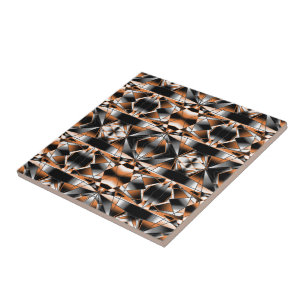 Orange Gradient Colour Fill Mechanical Drawing Ceramic Tile
