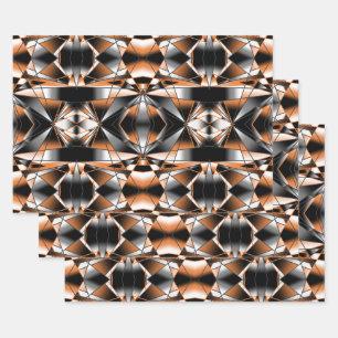 Orange Gradient Colour Fill Mechanical Drawing Wrapping Paper Sheet