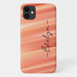 Orange gradient dynamic lines Elegant Name iPhone 11 Case