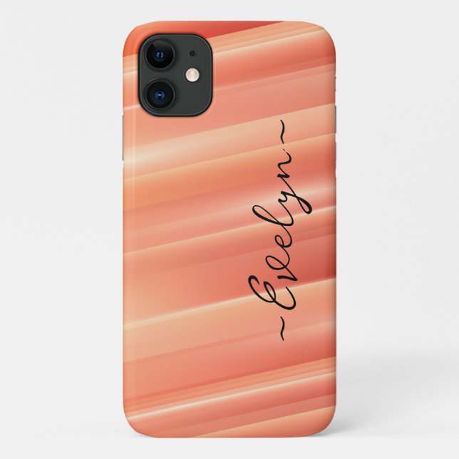 Orange gradient dynamic lines Elegant Name Case-Mate iPhone Case (Back)
