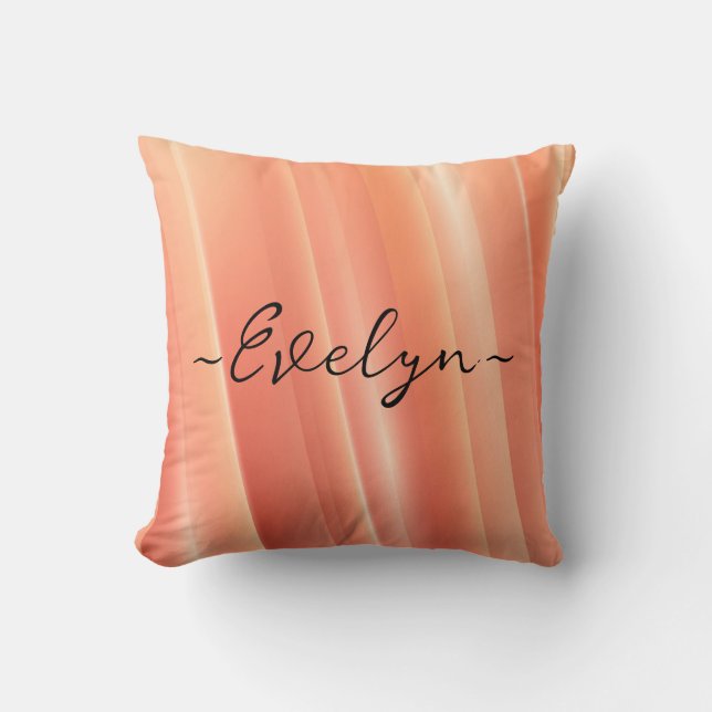 Orange gradient dynamic lines Elegant Name Cushion (Front)