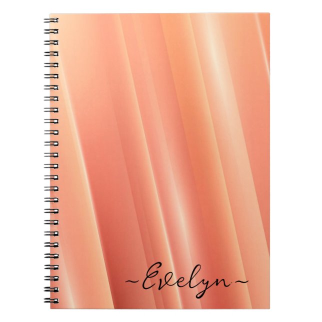 Orange gradient dynamic lines Elegant Name Notebook (Front)