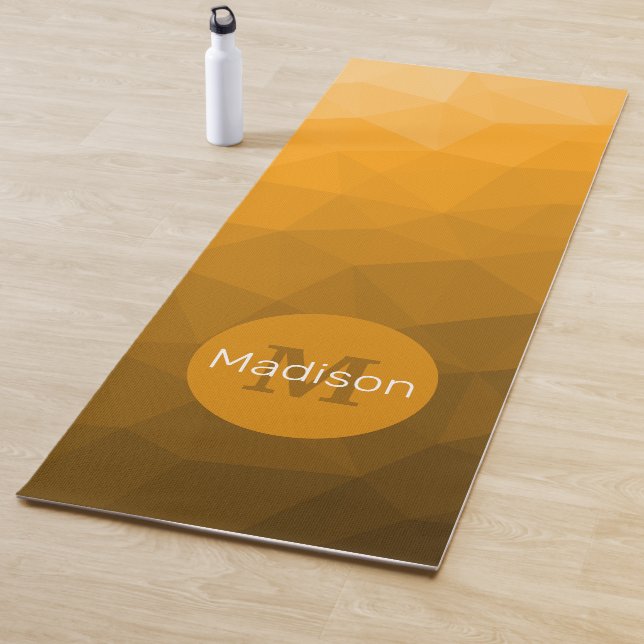 Orange gradient geometric mesh ombre Monogram Yoga Mat (In Situ)