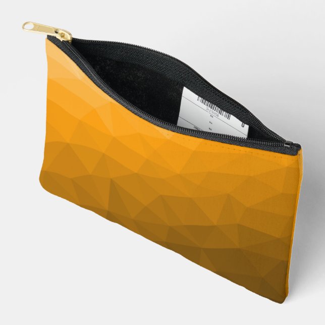Orange gradient geometric mesh pattern accessory pouch (Open)