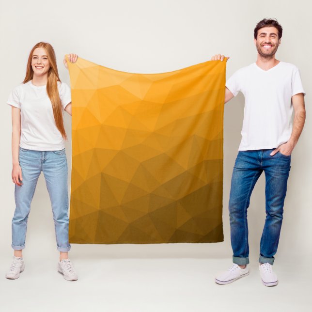 Orange gradient geometric mesh pattern fleece blanket (In Situ)