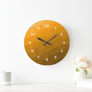 Orange gradient geometric mesh pattern large clock