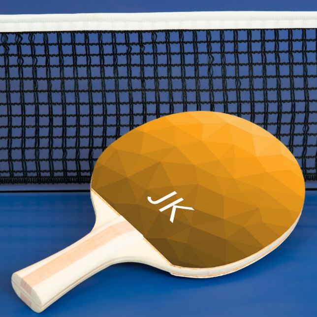Orange gradient geometric mesh pattern Monogram Ping Pong Paddle (Insitu)