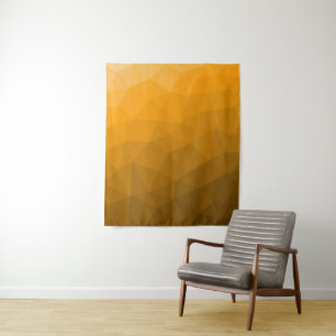 Orange gradient geometric mesh pattern tapestry