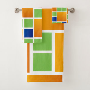 Orange Gradient Squares Bath Towel Set