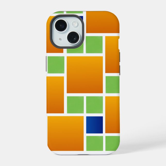 Orange Gradient Squares  iPhone 15 Case (Back)