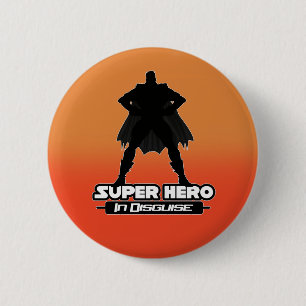 Orange Gradient Super Hero In Disguise Comic Hero 6 Cm Round Badge