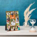Orange Graduate Collage Graduation Photo Plaque<br><div class="desc">This modern orange senior graduate photo plaque features your favourite 9 student photographs. This graduation party decor features classy white typography of your high school or college name for the class of 2025. Customise this keepsake gift with your graduating year below the black grad cap. It features 2 horizontal pictures,...</div>