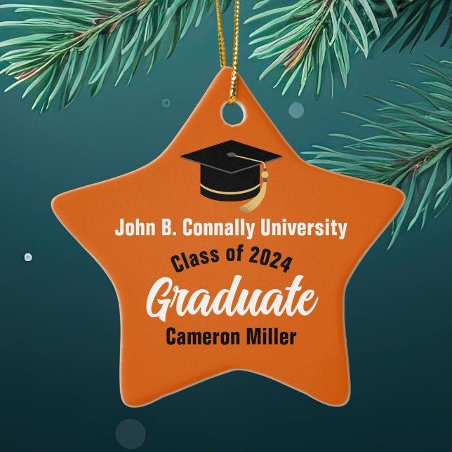 Orange Graduate Custom 2026 Graduation Star Ceramic Ornament (Creator Uploaded)