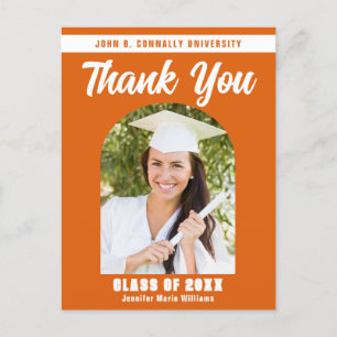 Orange Graduate Photo Arch Graduation Thank You Postcard