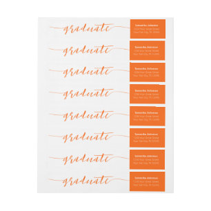 Orange Graduate Script Modern Wrap Around Label