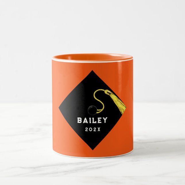 Orange Graduation 2025 Keepsake Gift Two-Tone Coffee Mug (Center)