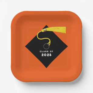 Orange Graduation 2026 Party Paper Plate