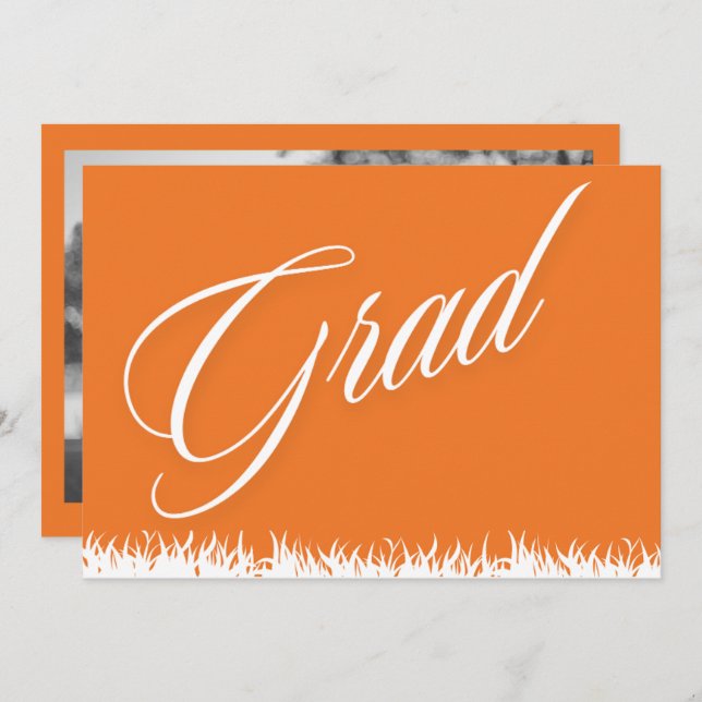 Orange graduation announcement card (Front/Back)