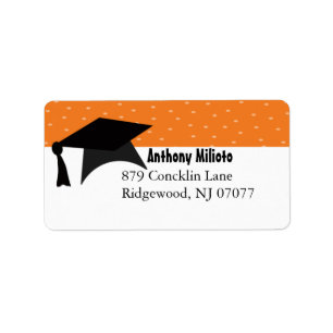 Orange Graduation Cap Label