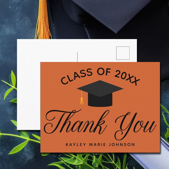 Orange Graduation Customized Thank You Postcard (Creator Uploaded)