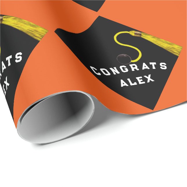 Orange Graduation Gift Wrapping Paper (Roll Corner)